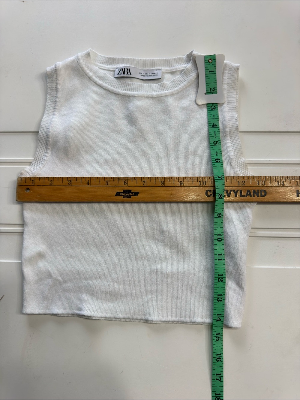 Zara Women’s Sz M White Ribbed Crop Top Shirt Tank - Picture 4 of 6